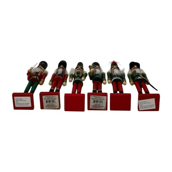 Set Of 6 Wooden Nutcracker Figurines 9" Tall Christmas Decor Festive Soldiers - Picture 6 of 15